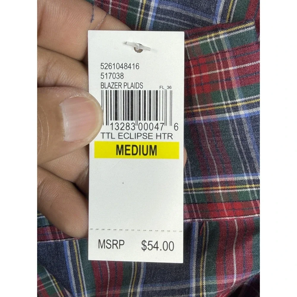 Arrow Shirt Mens Medium Blue Red Plaid Button Down Long Sleeve Cotton Blend‎